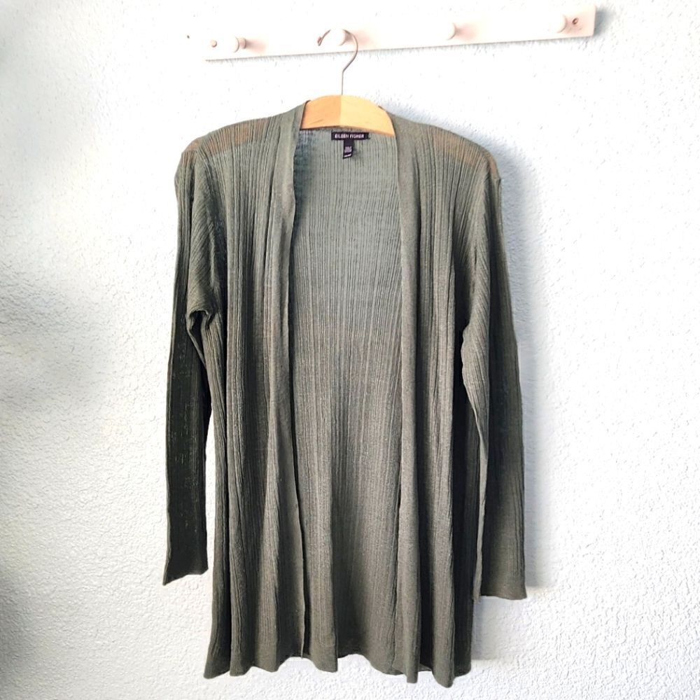 Eileen fisher organic linen and organic cotton midi size cardigan